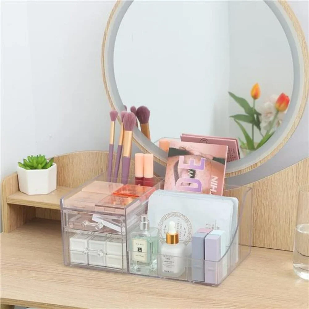 Clear Acrylic Makeup Organizer Stackable Vanity Skincare Drawer Storage